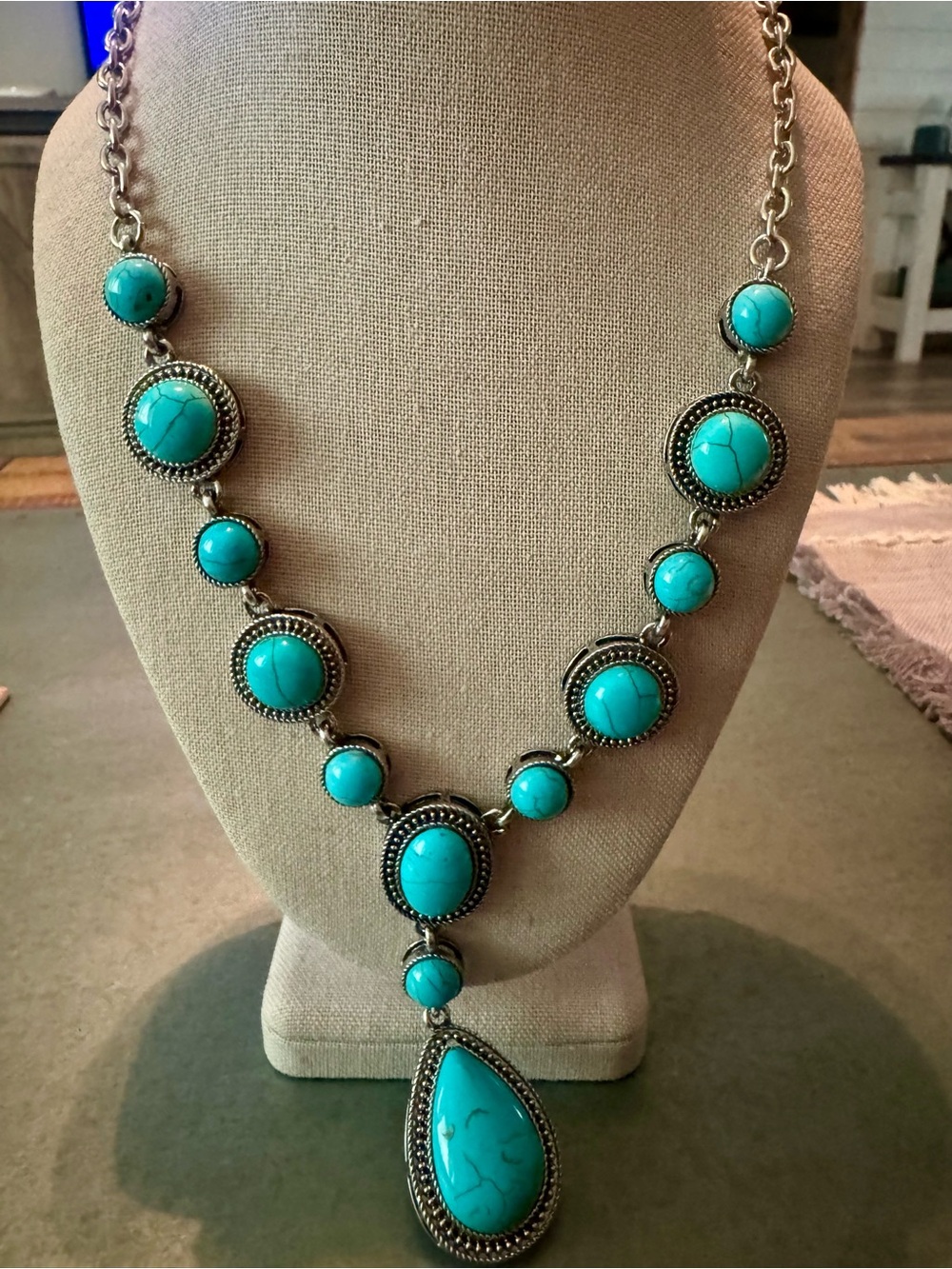 Turquoise Stone Statement Necklace - Women Jewelry